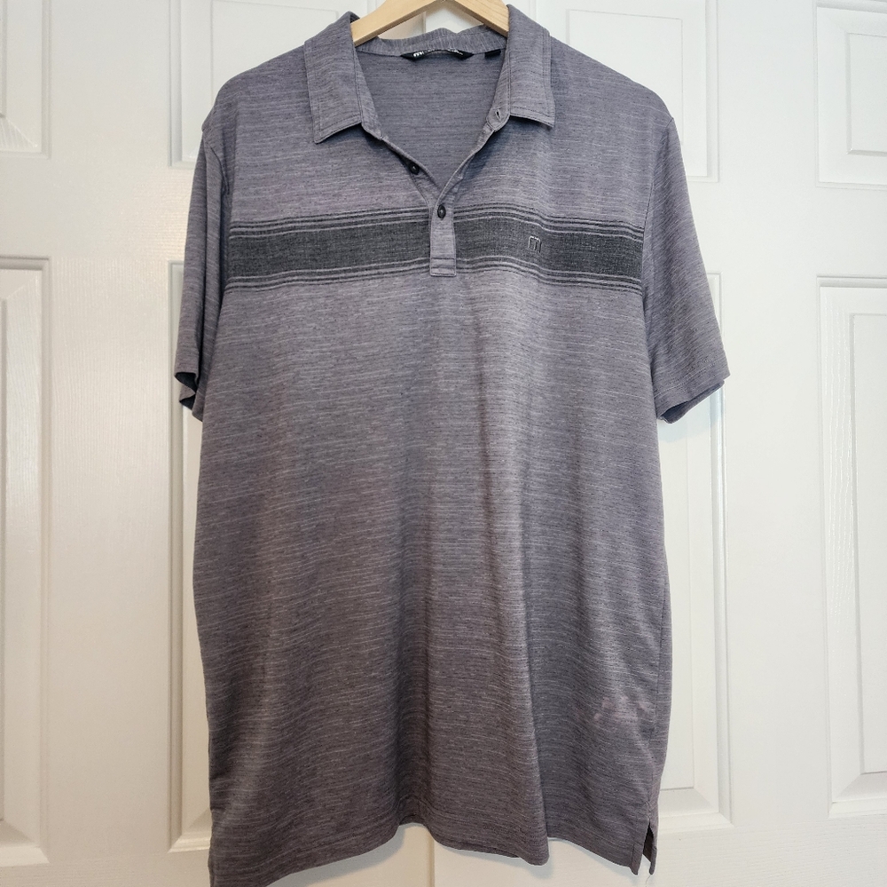 Travis Matthew Gray Space Dye Knit Short Sleeve Men's Polo Shirt Size XL